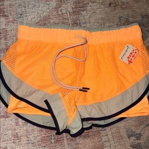 Women’s FP Movement Orange Mesh Athletic Shorts with Grey Contrast Trim sz med